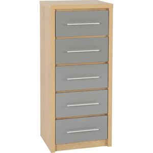 Seconique Seville Light Oak Grey High Gloss 5 Drawer Wardrobe & Chest Seconique Seville Light Oak Grey High Gloss 5 Drawer Wardrobe & Chest