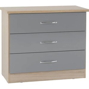 Seconique Nevada 3 Drawer Chest Grey Gloss/Light Oak Effect - Chest of Drawers Seconique Nevada 3 Drawer Chest Grey Gloss/Light Oak Effect - Chest of Drawers
