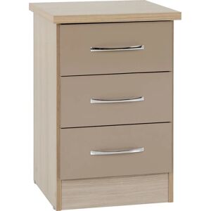 Seconique Nevada Oyster Gloss/Light Oak Effect Bedside - Bedside Chest Seconique Nevada Oyster Gloss/Light Oak Effect Bedside - Bedside Chest