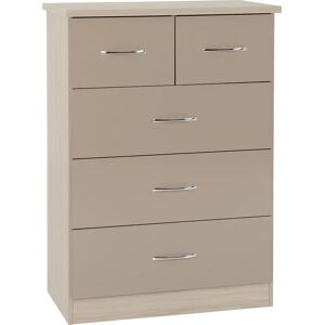 Seconique Nevada 3+2 Drawer Chest Oyster Gloss - Chest of Drawers Seconique Nevada 3+2 Drawer Chest Oyster Gloss - Chest of Drawers