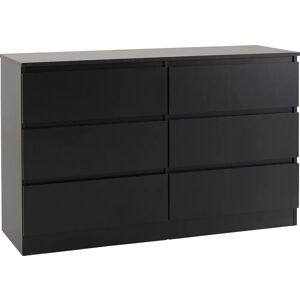 Seconique Black Malvern 6-Drawer Chest - Stylish Storage Seconique Black Malvern 6-Drawer Chest - Stylish Storage