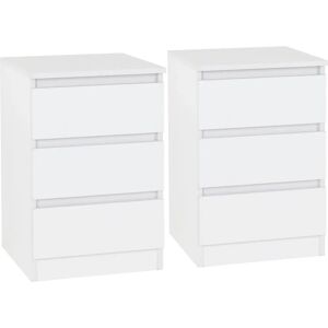 Seconique Seconique Malvern White Pair of 3 Drawer Bedside Cabinets - Bedside Cabinets Seconique Seconique Malvern White Pair of 3 Drawer Bedside Cabinets - Bedside Cabinets