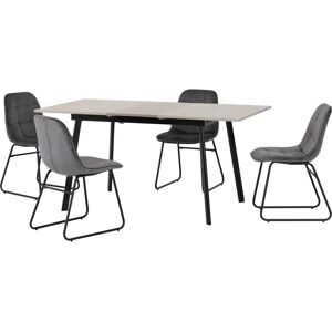 Seconique Avery Extending Dining Table - Concrete & Grey Velvet Seconique Avery Extending Dining Table - Concrete & Grey Velvet
