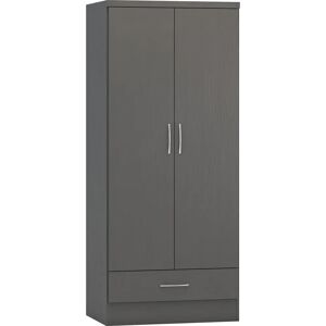 Seconique Nevada Grey Wardrobe - 2 Door 1 Drawer Storage Seconique Nevada Grey Wardrobe - 2 Door 1 Drawer Storage