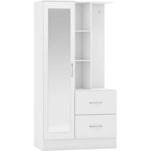 Seconique Nevada White High Gloss Mirrored Wardrobe with Open Shelves Seconique Nevada White High Gloss Mirrored Wardrobe with Open Shelves