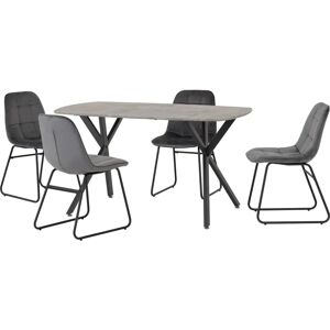 Seconique Athens Concrete Effect Grey Velvet Dining Set - Rectangular Seconique Athens Concrete Effect Grey Velvet Dining Set - Rectangular