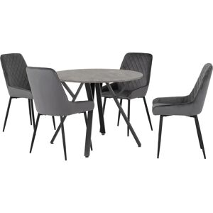Seconique Athens Concrete Effect Grey Velvet Dining Set - Dining Set Seconique Athens Concrete Effect Grey Velvet Dining Set - Dining Set