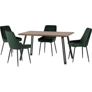 Seconique Quebec Oak Effect Dining Set - Green Velvet Chairs Seconique Quebec Oak Effect Dining Set - Green Velvet Chairs