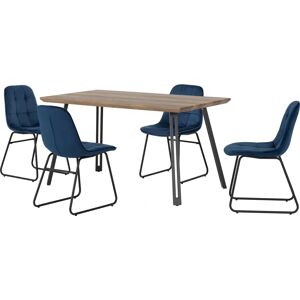 Seconique Quebec Dining Set - Medium Oak Effect, Blue Lukas Chairs Seconique Quebec Dining Set - Medium Oak Effect, Blue Lukas Chairs