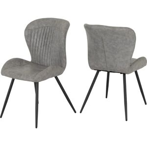 Seconique Quebec Set of 4 Grey Faux Leather Dining Chairs - Dining chair Seconique Quebec Set of 4 Grey Faux Leather Dining Chairs - Dining chair