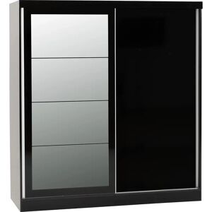 Seconique Nevada Black Gloss 2-Door Wardrobe - Wardrobe Seconique Nevada Black Gloss 2-Door Wardrobe - Wardrobe