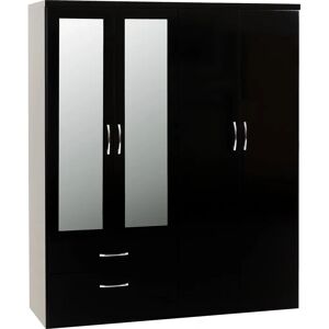 Seconique Nevada Black Gloss 4 Door 2 Drawer Wardrobe Seconique Nevada Black Gloss 4 Door 2 Drawer Wardrobe