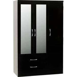 Seconique Nevada Black Gloss 3 Door 2 Drawer Wardrobe Seconique Nevada Black Gloss 3 Door 2 Drawer Wardrobe