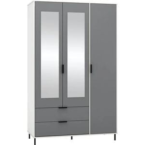 Seconique Madrid Grey White Gloss 3 Door 2 Drawer Mirrored Wardrobe Seconique Madrid Grey White Gloss 3 Door 2 Drawer Mirrored Wardrobe
