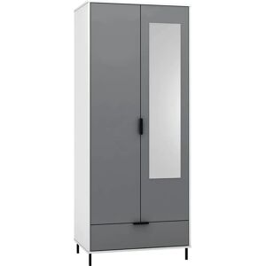 Seconique Madrid Grey and White Gloss 2-Door Mirrored Wardrobe Seconique Madrid Grey and White Gloss 2-Door Mirrored Wardrobe