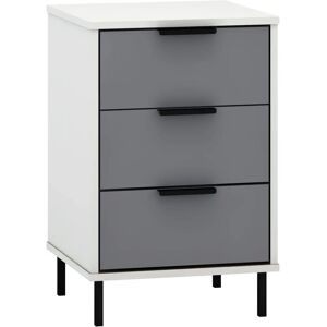 Seconique Madrid Grey and White Gloss 3-Drawer Bedside - Bedside Table Seconique Madrid Grey and White Gloss 3-Drawer Bedside - Bedside Table