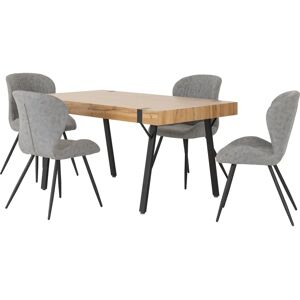 Seconique Treviso Light Oak Effect Black Dining Set with Grey PU Quebec Chairs Seconique Treviso Light Oak Effect Black Dining Set with Grey PU Quebec Chairs