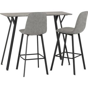Seconique Quebec Concrete Effect & Black Metal Bar Table Set with Grey Faux Leather Stools - Bar Table Set Seconique Quebec Concrete Effect & Black Metal Bar Table Set with Grey Faux Leather Stools - Bar Table Set