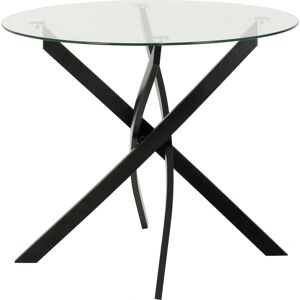 Seconique Sheldon 90cm Glass and Black Dining Table - Dining Table Seconique Sheldon 90cm Glass and Black Dining Table - Dining Table