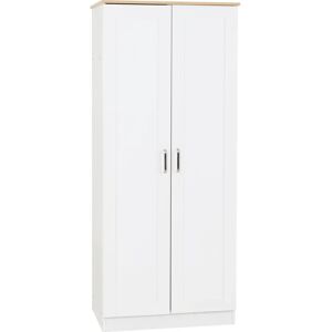 Seconique Portland 2 Door Wardrobe - White, Oak Effect - Wardrobe Seconique Portland 2 Door Wardrobe - White, Oak Effect - Wardrobe