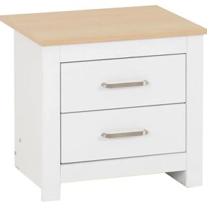 Seconique Portland White Oak Effect Two Drawer Bedside Table Seconique Portland White Oak Effect Two Drawer Bedside Table