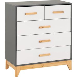 Seconique Cleveland 3+2 Drawer Chest - Modern White and Pine Furniture Seconique Cleveland 3+2 Drawer Chest - Modern White and Pine Furniture