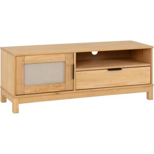 Seconique Corona Rattan 1 Door 1 Drawer TV Unit Distressed Wax Pine Effect - TV Unit Seconique Corona Rattan 1 Door 1 Drawer TV Unit Distressed Wax Pine Effect - TV Unit