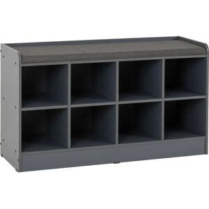 Seconique Portland Shoe Bench - Grey, Fabric Seating, 8 Compartments Seconique Portland Shoe Bench - Grey, Fabric Seating, 8 Compartments