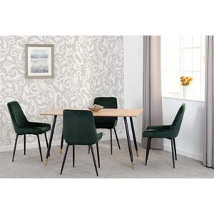 Seconique Hamilton Medium Oak Dining Set with Green Velvet Chairs Seconique Hamilton Medium Oak Dining Set with Green Velvet Chairs