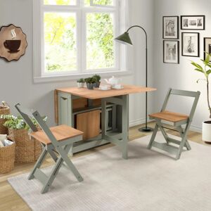 Seconique Santos Folding Drop Leaf Butterfly Dining Table Set 4 Chairs Sage Green - Dining Table Set Seconique Santos Folding Drop Leaf Butterfly Dining Table Set 4 Chairs Sage Green - Dining Table Set