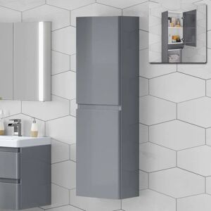 Ibathuk Tall Grey Bathroom Cabinet - 1400mm Storage Furniture Ibathuk Tall Grey Bathroom Cabinet - 1400mm Storage Furniture