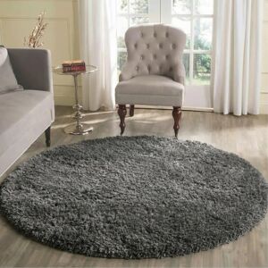 Serdim - Round Shaggy Rug - Dark Grey - 120x120cm - Area Rug Serdim - Round Shaggy Rug - Dark Grey - 120x120cm - Area Rug