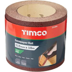 TIMCO 231004 Sandpaper Roll - Red - 60 Grit - 115mm x 10m TIMCO 231004 Sandpaper Roll - Red - 60 Grit - 115mm x 10m