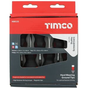 TIMCO Stubby Screwdriver Set - Assorted Sizes - 6 Screwdrivers - Ergonomic Handles - Screwdriver Set TIMCO Stubby Screwdriver Set - Assorted Sizes - 6 Screwdrivers - Ergonomic Handles - Screwdriver Set