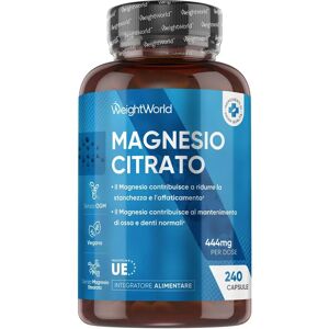 Integratore di Citrato di Magnesio WeightWorld - Vegano & Senza Glutine - Alta Potenza 1480mg - 240 Capsule Integratore di Citrato di Magnesio WeightWorld - Vegano & Senza Glutine - Alta Potenza 1480mg - 240 Capsule