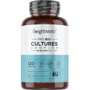 WeightWorld Complesso di Colture Bio - 60 Miliardi CFU - 120 Capsule Vegane - Salute intestinale WeightWorld Complesso di Colture Bio - 60 Miliardi CFU - 120 Capsule Vegane - Salute intestinale
