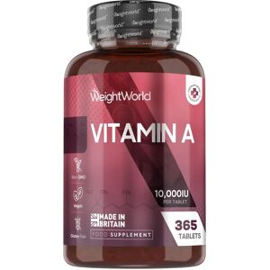 WeightWorld Vitamina A 10.000UI - 365 compresse vegane - Supporto occhi e pelle WeightWorld Vitamina A 10.000UI - 365 compresse vegane - Supporto occhi e pelle
