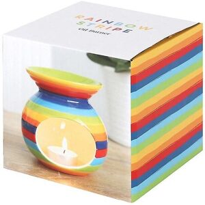 Four Candle Rainbow Stripe Oil Burner - Oil Burner Four Candle Rainbow Stripe Oil Burner - Oil Burner