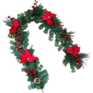 Shatchi 2m Pre Lit Christmas Garland Red Berries Bushy Wall Door Home Xmas Hanging Decor Shatchi 2m Pre Lit Christmas Garland Red Berries Bushy Wall Door Home Xmas Hanging Decor