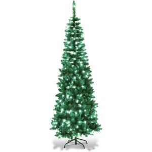 SHATCHI 6Ft/1.8M Pre Lit Artificial Green Slim Christmas Pencil Tree - Christmas Tree SHATCHI 6Ft/1.8M Pre Lit Artificial Green Slim Christmas Pencil Tree - Christmas Tree
