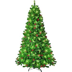 Shatchi 6ft Christmas Tree Pre Lit Bushy Led Decoration Artificial Red Berries Pine Cone - Christmas Tree Shatchi 6ft Christmas Tree Pre Lit Bushy Led Decoration Artificial Red Berries Pine Cone - Christmas Tree