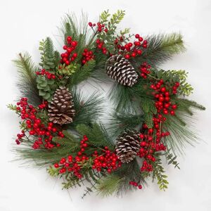 Shatchi 60cm Christmas Wreath - Bushy Decorated with Berries & Pine Cones Shatchi 60cm Christmas Wreath - Bushy Decorated with Berries & Pine Cones