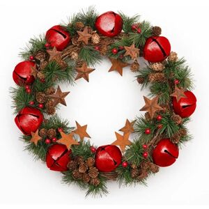 Shatchi Christmas Wreath Red Jingle Bells Star Cones Berry Outdoor Xmas Home Décor - Christmas Wreath Shatchi Christmas Wreath Red Jingle Bells Star Cones Berry Outdoor Xmas Home Décor - Christmas Wreath