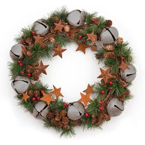 Shatchi 40cm Christmas Wreath Silver Bell Star Cone Berry Outdoor Xmas Home Decor Shatchi 40cm Christmas Wreath Silver Bell Star Cone Berry Outdoor Xmas Home Decor