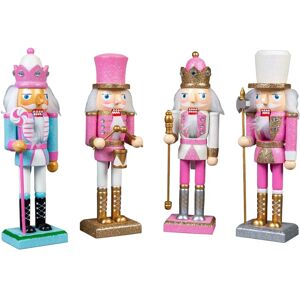 Shatchi Pink Wooden Nutcracker Set - 25cm Christmas Decor - Home Ornament Shatchi Pink Wooden Nutcracker Set - 25cm Christmas Decor - Home Ornament