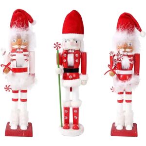 Shatchi 3 Wooden Santa Nutcrackers - Christmas Figurines - Holiday Decor Shatchi 3 Wooden Santa Nutcrackers - Christmas Figurines - Holiday Decor