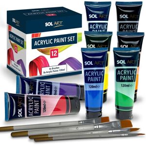SOL - 8 Tubes Acrylic Paint 120ml - 4 Brushes SOL - 8 Tubes Acrylic Paint 120ml - 4 Brushes