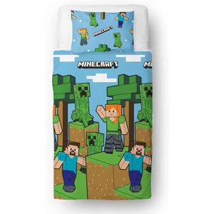 Ensemble de housse de duvet officiel Minecraft simple - Bleu réversible - Publicité Ensemble de housse de duvet officiel Minecraft simple - Bleu réversible - Publicité
