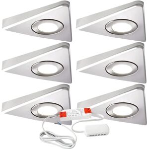 Loops 6x Brushed Nickel Triangle Under Cabinet Kitchen Light & Driver Kit - Natural White - LED Loops 6x Brushed Nickel Triangle Under Cabinet Kitchen Light & Driver Kit - Natural White - LED