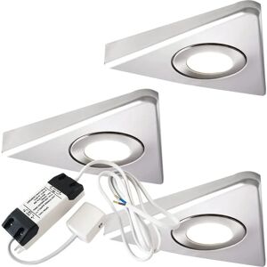Loops 3x Brushed Nickel Triangle Surface Under Cabinet Kitchen Light & Driver Kit - Warm White LED Loops 3x Brushed Nickel Triangle Surface Under Cabinet Kitchen Light & Driver Kit - Warm White LED